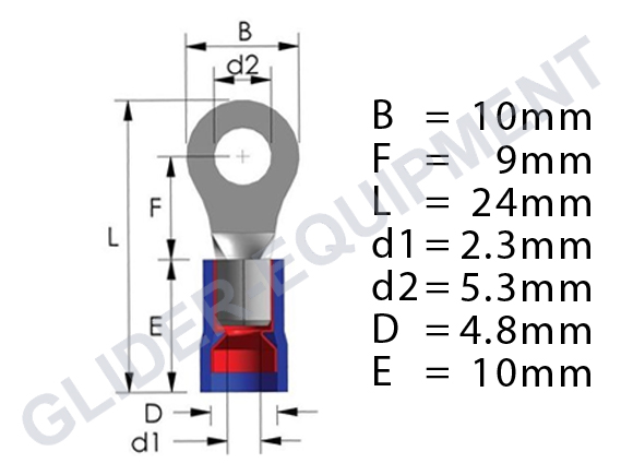 Tirex Kabelschuh M5 / 1.5 - 2.5mm² Blau [D08029]